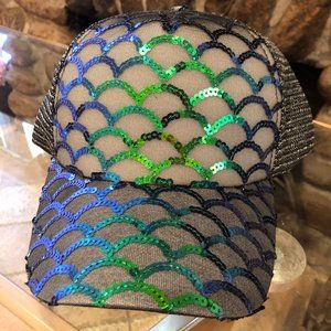 BRAND NEW Mermaid Scales Sequin Trucker Hat!
